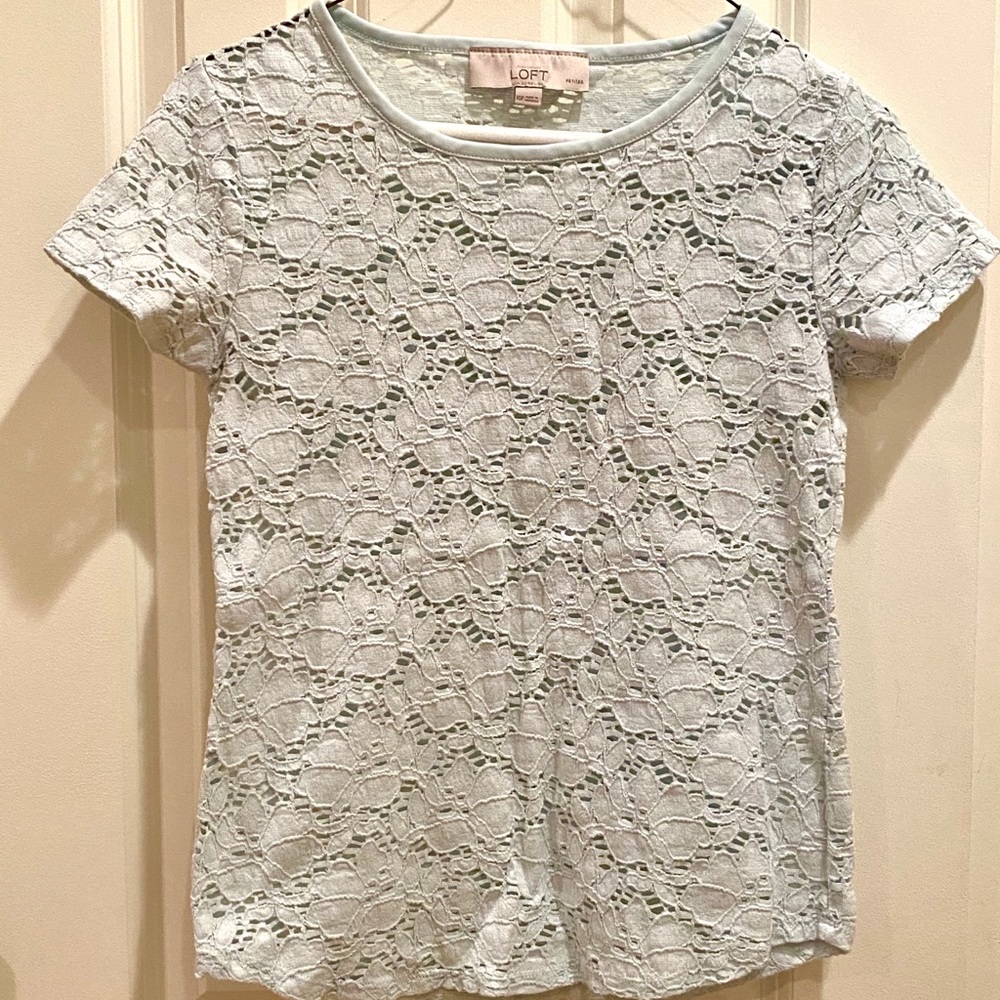 Loft Floral Sheer Top (Mint Green)